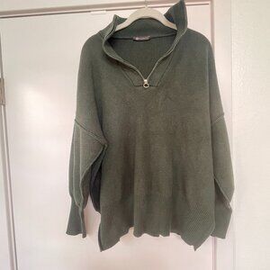 Prettygarden Quarter-Zip, Charcol Gray Sweater, Relaxed Fit, Size Medium‎